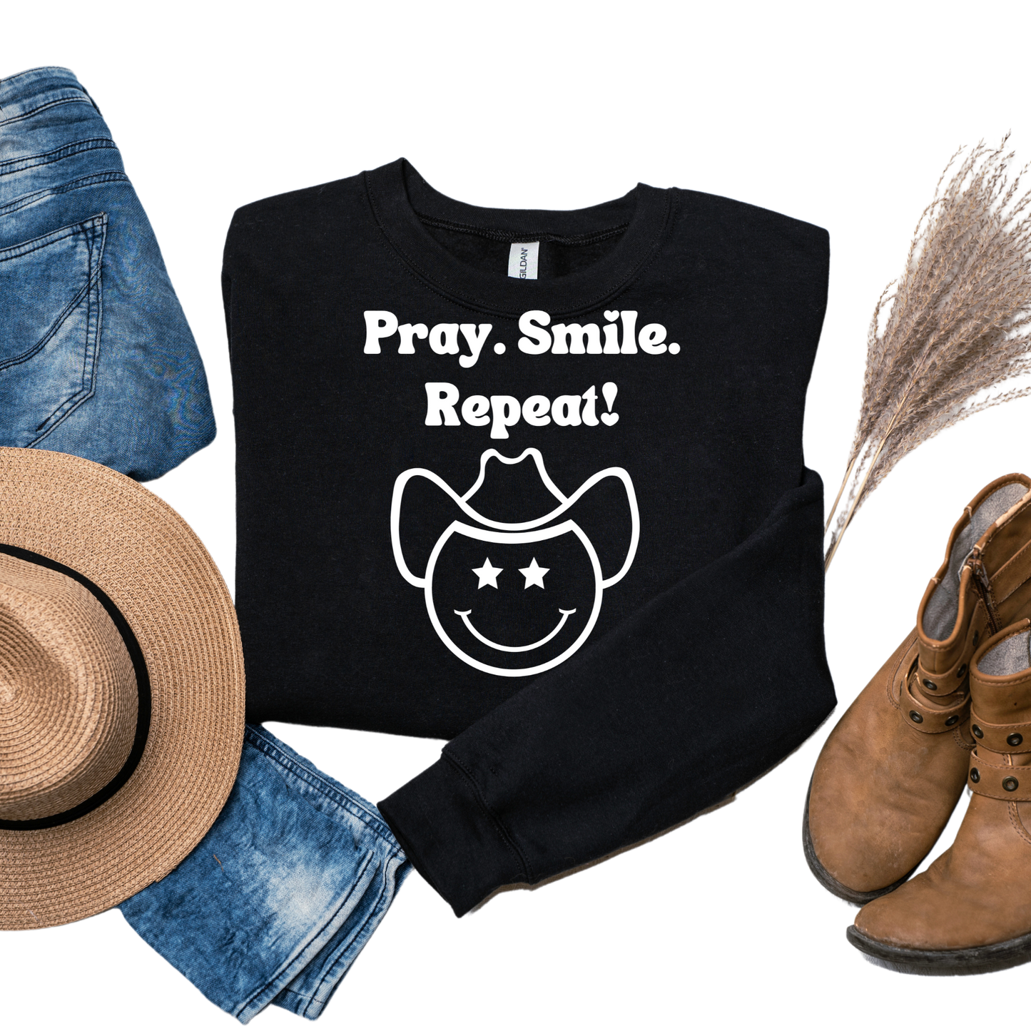 Pray. Smile. Repeat! Unisex Heavy Blend™ Crewneck Sweatshirt